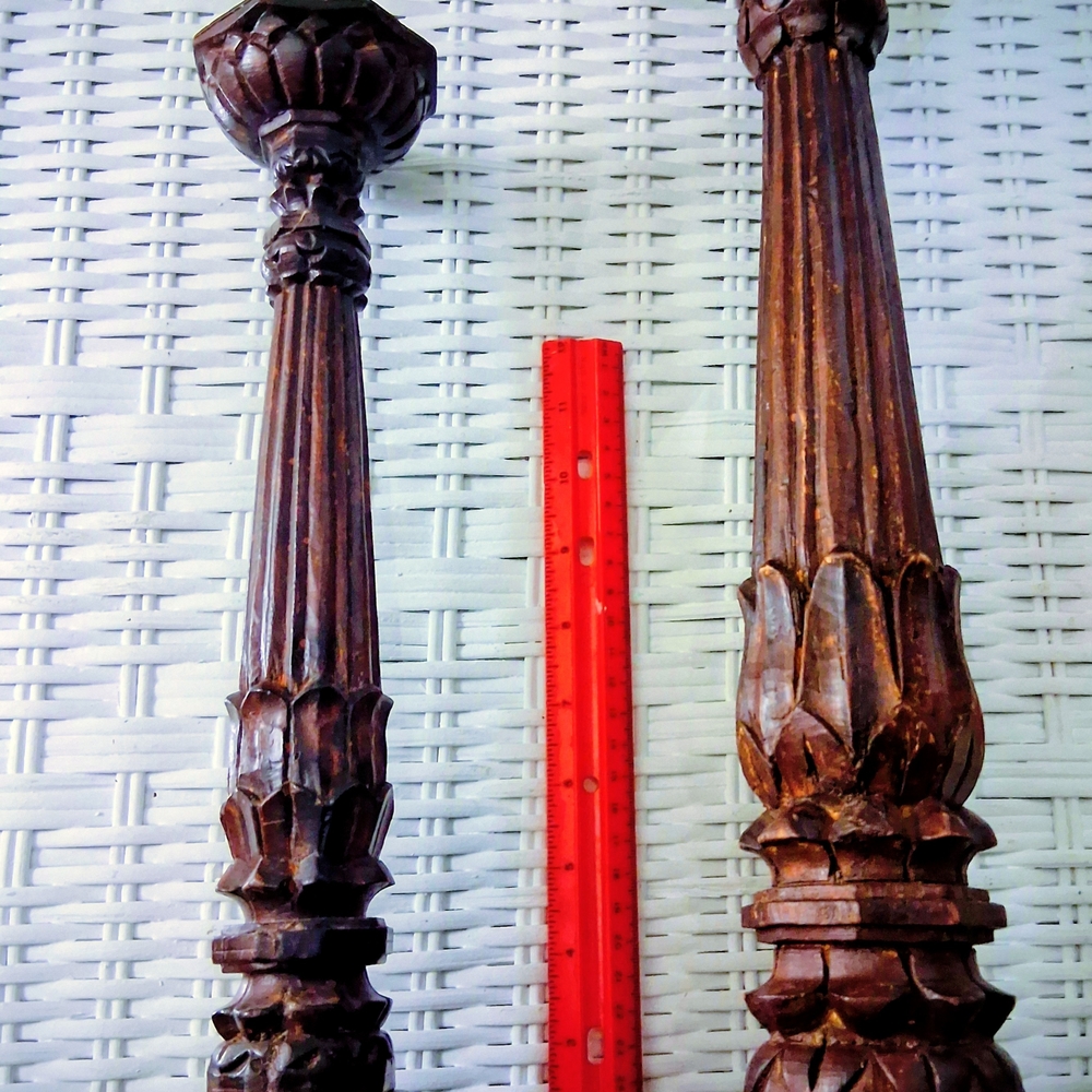 Carved In India  Wooden Candle Holders